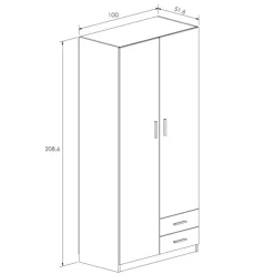 Online Muebles1Click Armario 2 puertas 2 cajones aura