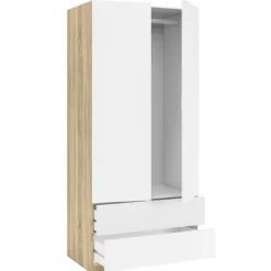 Outlet Muebles1Click Armario Low 2p 2c Roble/ Blanco