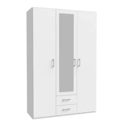 Muebles1Click Armario 3p 2c + luna Bass blanco mate