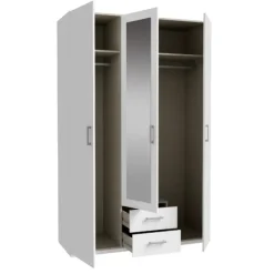 Muebles1Click Armario 3p 2c + luna Bass blanco mate