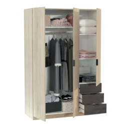 Hot Muebles1Click Armario 3p +3c roble - óxido