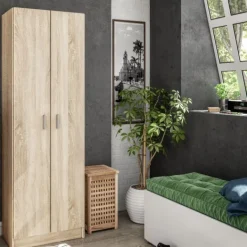 Hot Muebles1Click Armario Use 2p con estantes Roble