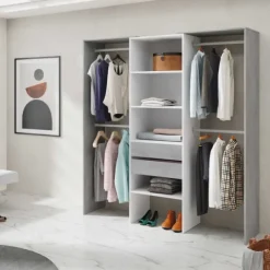 Muebles1Click Armario vestidor blanco - cemento