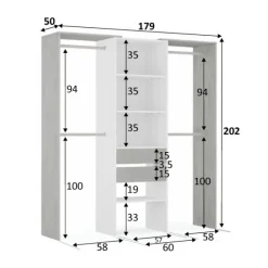Muebles1Click Armario vestidor blanco - cemento