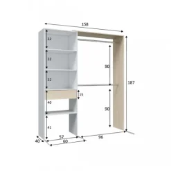 New Muebles1Click Armario vestidor roble-blanco