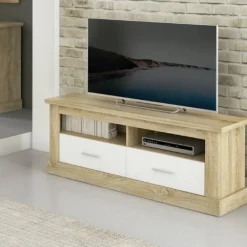 Best Muebles1Click Bajo TV 2 cajones Chellén Cambria-Blanco