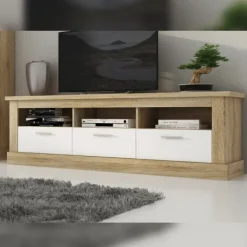 Outlet Muebles1Click Bajo TV 3 cajones Chellén Cambria-Blanco