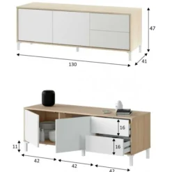 Sale Muebles1Click Bajo TV Urban Plus roble-blanco