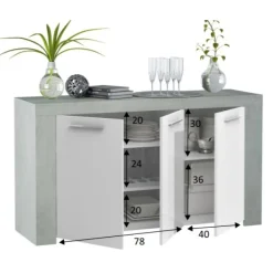 Muebles1Click Buffet Urban 3p cemento