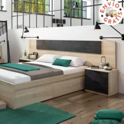 Hot Muebles1Click Cabecero + mesitas Noon roble - óxido