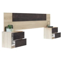 Hot Muebles1Click Cabecero + mesitas Noon roble - óxido