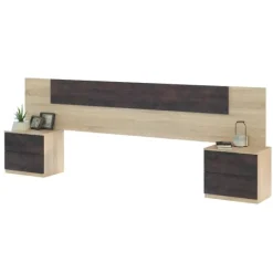 Hot Muebles1Click Cabecero + mesitas Noon roble - óxido