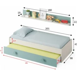 Clearance Muebles1Click Cama Nido con estante Morón