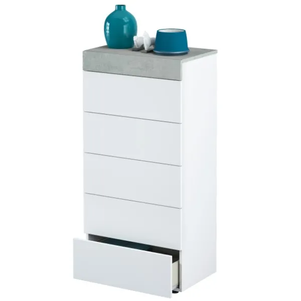 Hot Muebles1Click Cómoda 5c blanco - cemento
