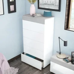 Hot Muebles1Click Cómoda 5c blanco - cemento