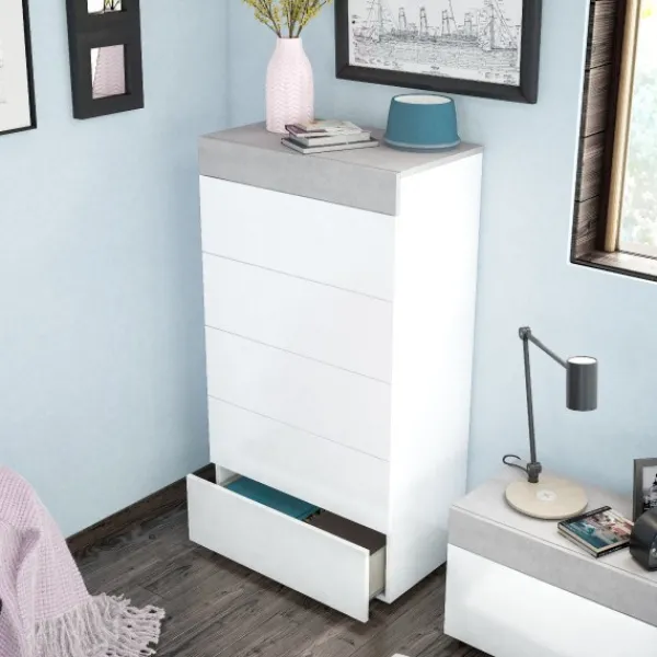 Hot Muebles1Click Cómoda 5c blanco - cemento