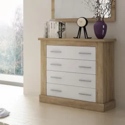 Muebles1Click Comoda 4 cajones Chellén Cambria-Blanco