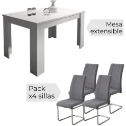 New Muebles1Click Conjunto Corfu blanca + sillas San marengo