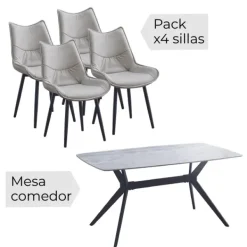 Muebles1Click Conjunto mesa + 4 sillas Calista