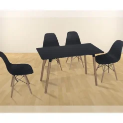 New Muebles1Click Conjunto mesa rect y 4 sillas Dinamarca negro