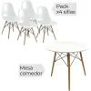 Sale Muebles1Click Conjunto mesa redonda y 4 sillas Dinamarca blanco