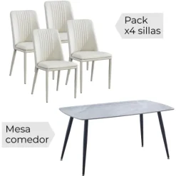 Discount Muebles1Click Conjunto mesa Sander + 4 sillas Rowena