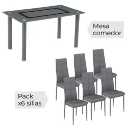 Muebles1Click Conjunto mesa y 6 sillas Axiss