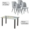 Discount Muebles1Click Conjunto mesa Yuri negra + 4 sillas Rory