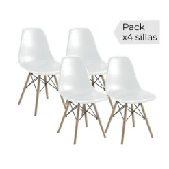 Discount Muebles1Click Juego de 4 sillas Dinamarca BLANCO