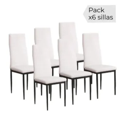 Clearance Muebles1Click Juego de 6 sillas Emi blancas