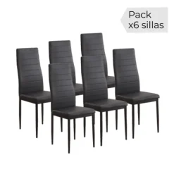 New Muebles1Click Juego de 6 sillas Emi negras