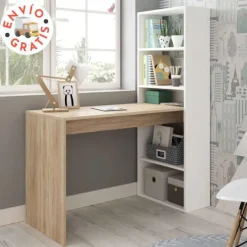 Outlet Muebles1Click Mesa + estantería Gio blanco-roble