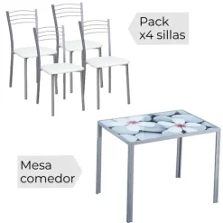 Online Muebles1Click Mesa fija Flores + 4 sillas mod.20
