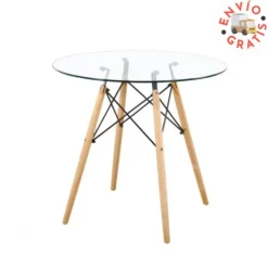 New Muebles1Click Mesa redonda cristal 80 Vintage