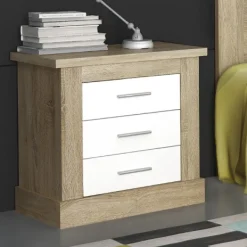 Best Muebles1Click Mesita 3 cajones Chellén Cambria-Blanco