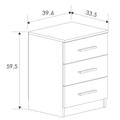 New Muebles1Click Mesita de noche 3 cajones aura