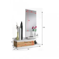 Clearance Muebles1Click Recibidor Lia blanco-roble