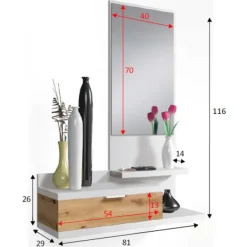 Clearance Muebles1Click Recibidor Lia blanco-roble