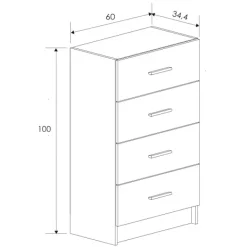 Discount Muebles1Click Sinfonier 4 cajones aura